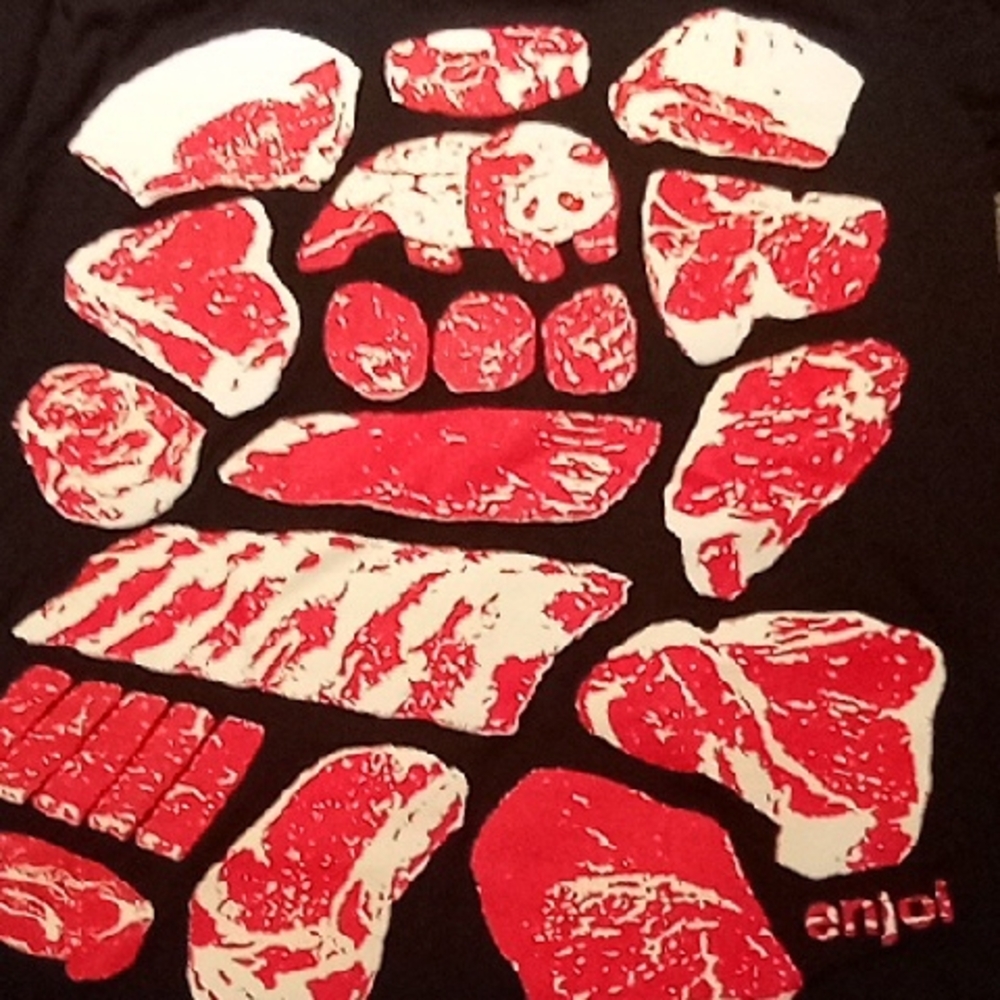 Men's Black Vintage Med/Lrg Enjoi Skateboarding Panda Meat Shirt Y2K Streetwear